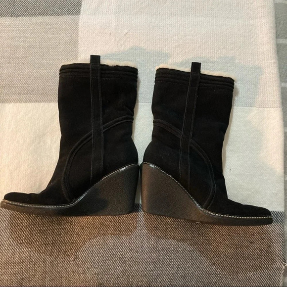 COLE HAAN Sz 9 Wedge Suede Lined Sherpa On Shaft Mid-Calf Boots NWOT - Picture 2 of 10
